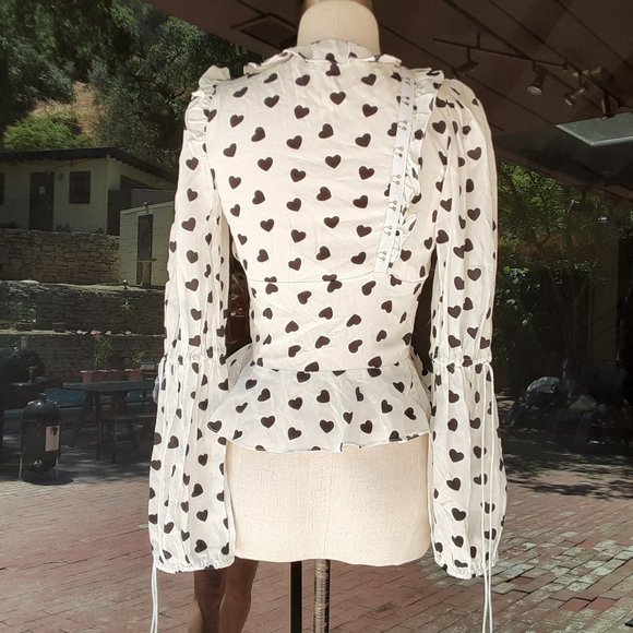 FOR LOVE & LEMONS SAMPLE “WILLOW” HEART PRINT LONG SLEEVE TOP SIZE S - Picture 3 of 5